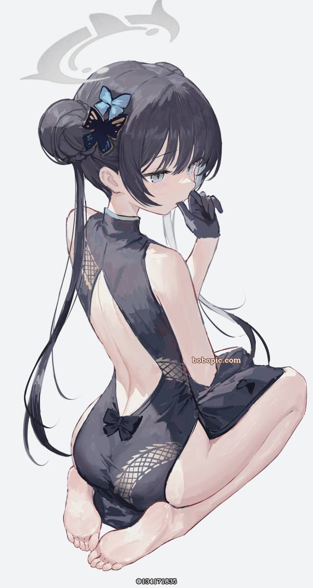 龙华妃咲, Blue Archive, 赤脚, cheongsam