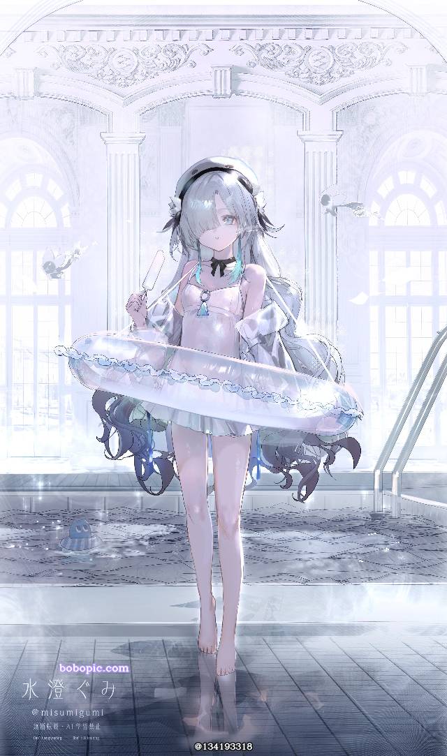 异世界情绪, Kamitsubaki, 泳装, 泳池, 风景, background, young girl