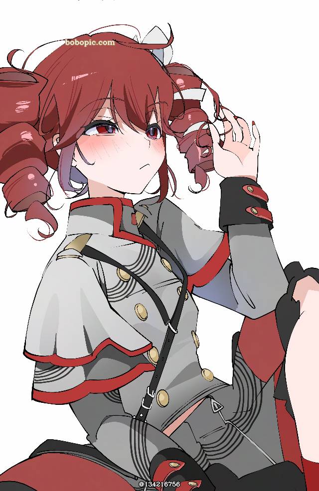 重音Teto, 双钻头发型, red pigtails, 罗马卷, Hands on hair, 美甲, 披散头发, Unkempt, 100收藏