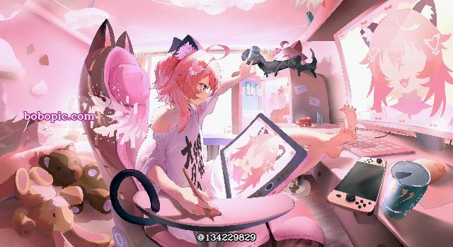 女孩子, 脚指, 赤脚, 原创, 萝莉, cat ears