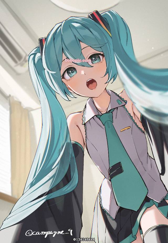 初音未来, 骑马, 双马尾, morning, 起床, VOCALOID 1000收藏