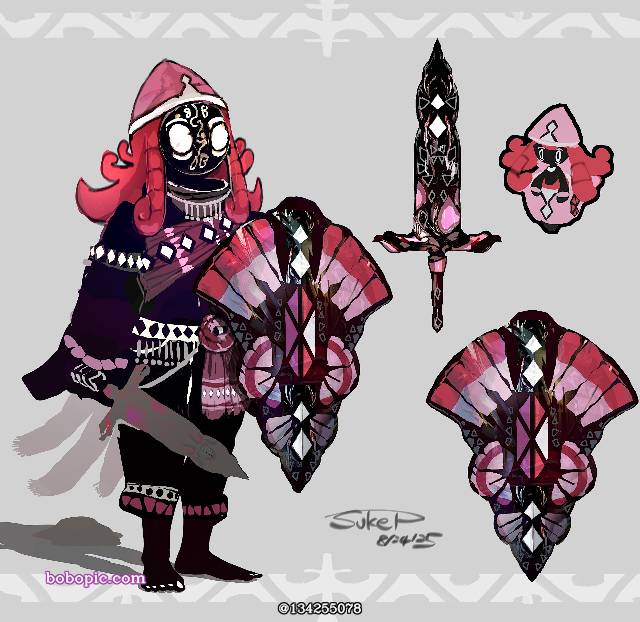 卡璞·蝶蝶, pokemon personification, 精灵宝可梦, 口袋妖怪, 厚涂, native dress, mask