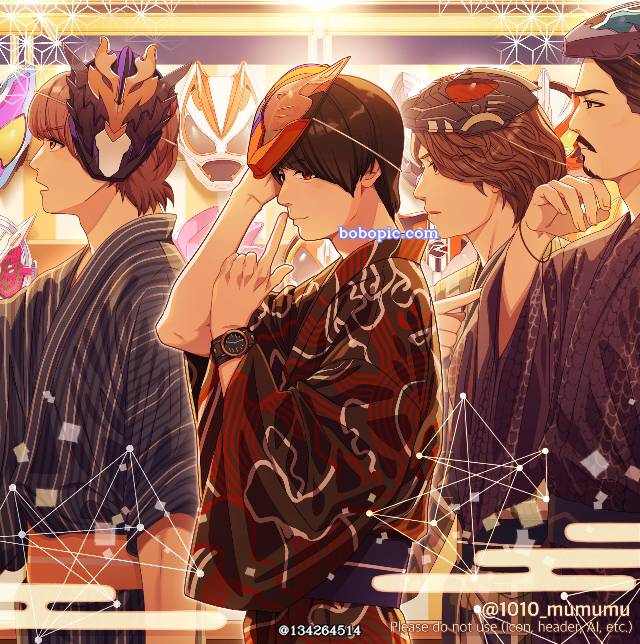假面骑士Build, 桐生战兔, Ryuga Banjo, Kazumi Sawatari, Gentoku Himuro, summer festival, mask, 假面骑士100收藏