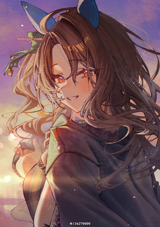 赛马娘Pretty Derby, 马娘, King Halo (Uma Musume), 美人回眸, wearing his jacket, 夕阳, 赛马娘Pretty Derby 1000收藏