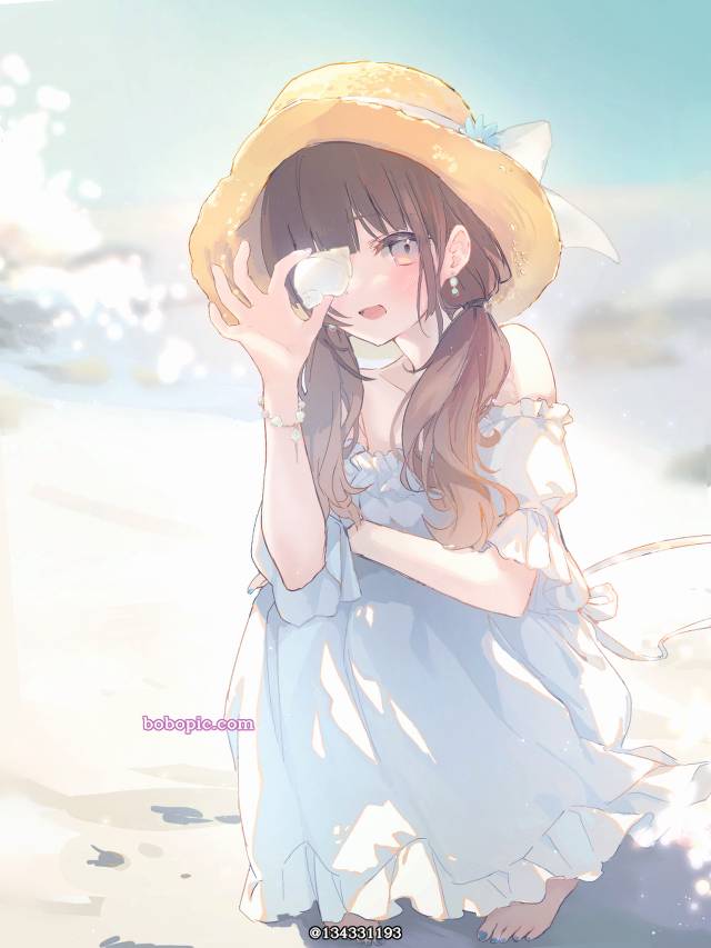 原创, 女孩子, sea, 夏天, 沙滩, off-shoulder dress