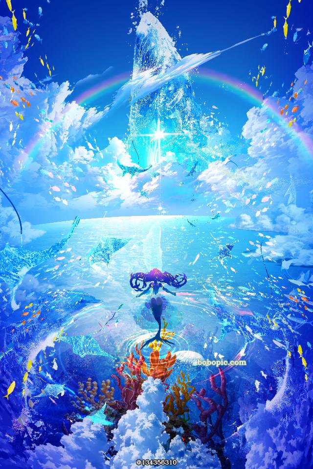 风景, background, 原创, sky, 女孩子, 人鱼