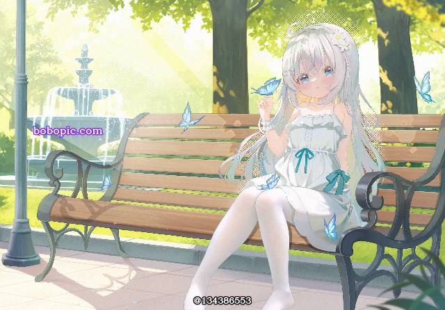 女孩子, 白发, young girl, White silk pantyhose, 魅惑的大腿, 蝴蝶, park