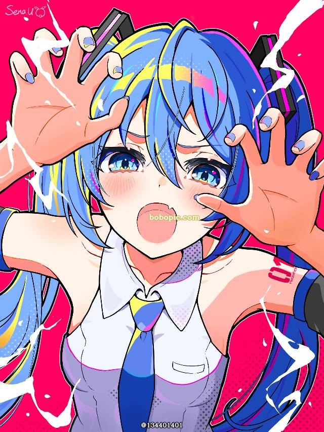 初音未来, vocaloid, Vocaloid, roar, effect, colorful