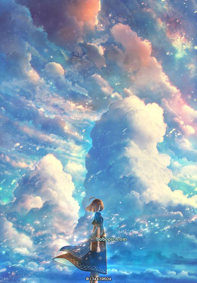 原创, 女孩子, 风景, sky, 云