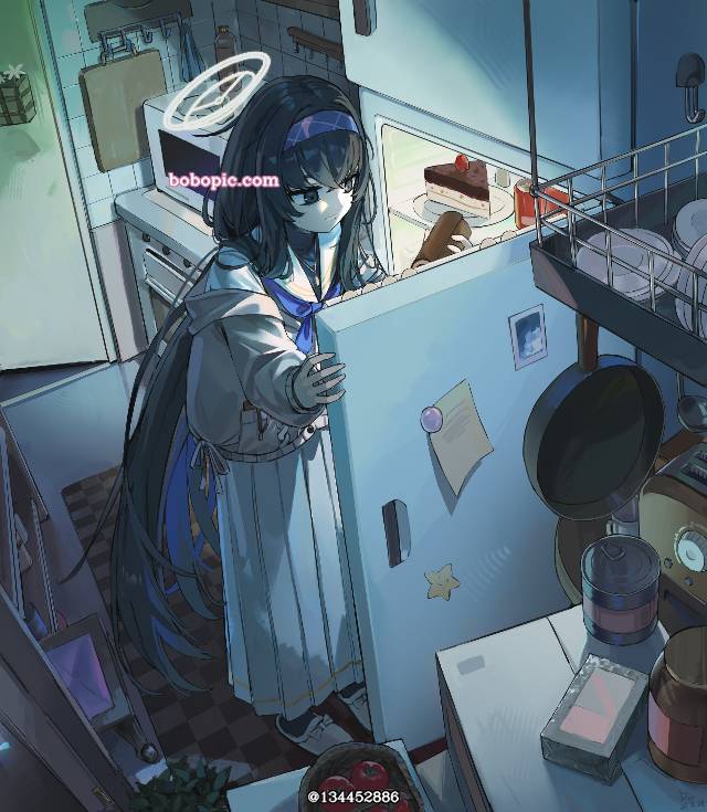 doujin, 古关忧, woman, 女孩子, 碧蓝档案, long hair, Blue Archive