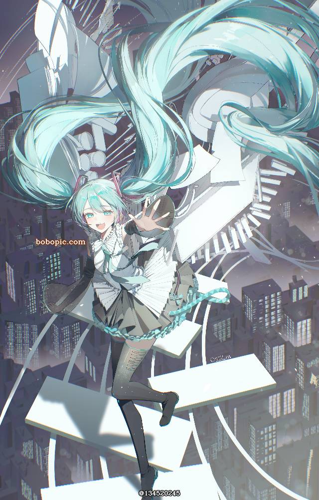 初音未来, 插画, 双马尾, VOCALOID 500收藏, VOCALOID 1000收藏