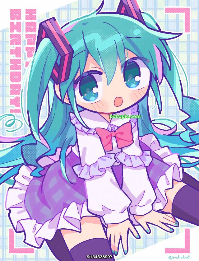 初音未来, vocaloid, Vocaloid, half pigtails