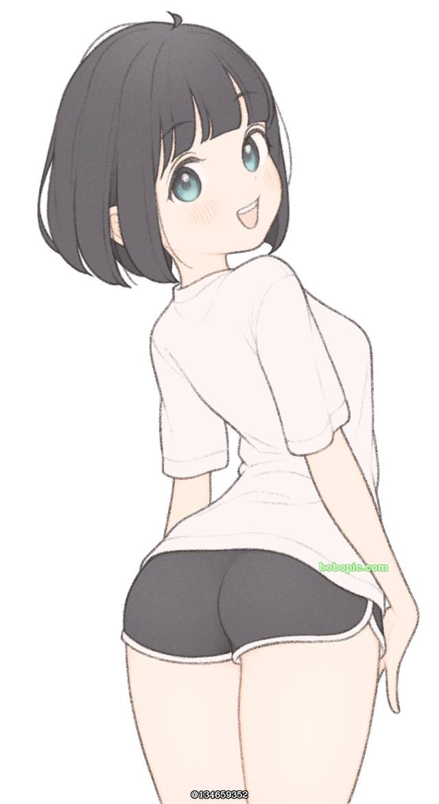 原创, 女孩子, black bob hair, 热裤, 大腿, 臀部
