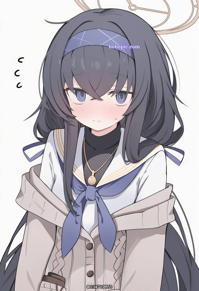古关忧, 碧蓝档案, 女孩子, young girl, AI 画作