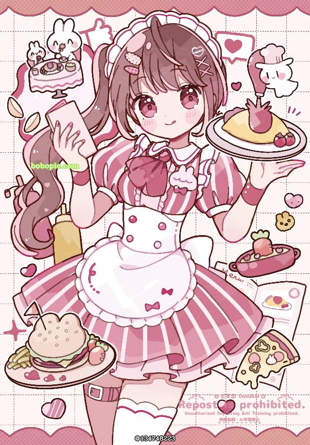 兔子, 食物, waitress, 女孩子, 原创, 原创