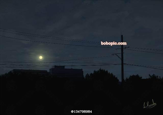 风景, 原创, sky, night sky, moon