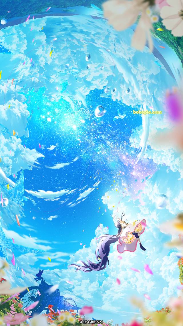 风景, background, 女孩子, sky, 原创, 云, scenery, 夏天, 蓝天, 动画