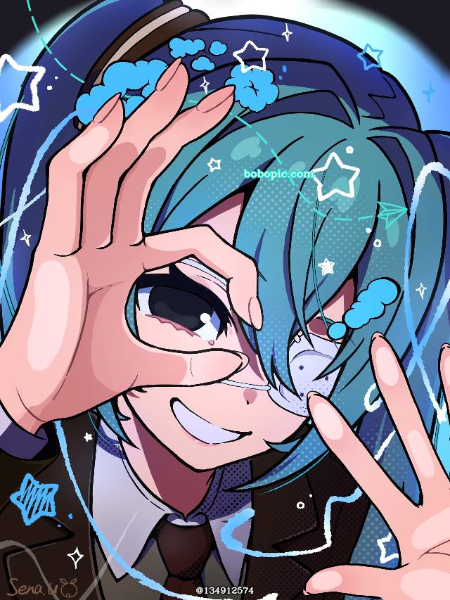 一张初音未来,监控,V家曲,透过玻璃,Vocaloid绘画图片