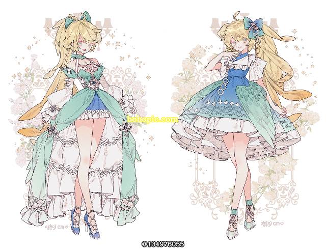 原创, 女孩子, young girl, 插画, 裙子, Rococo