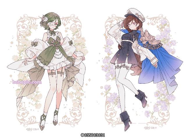 young girl, 原创, 插画, 裙子, 女孩子, Rococo