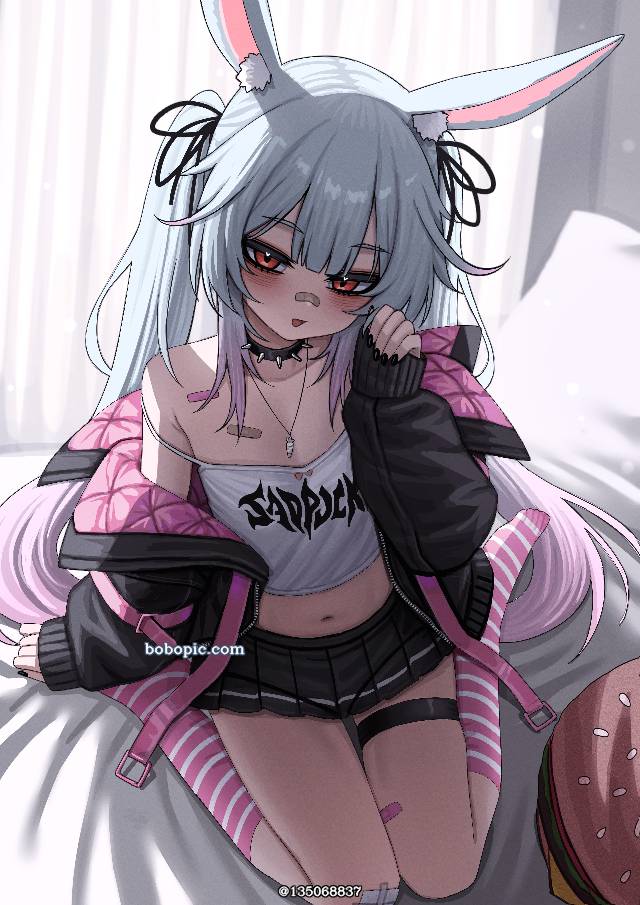 女孩子, gothic, 项圈, 兽耳, bunny ears