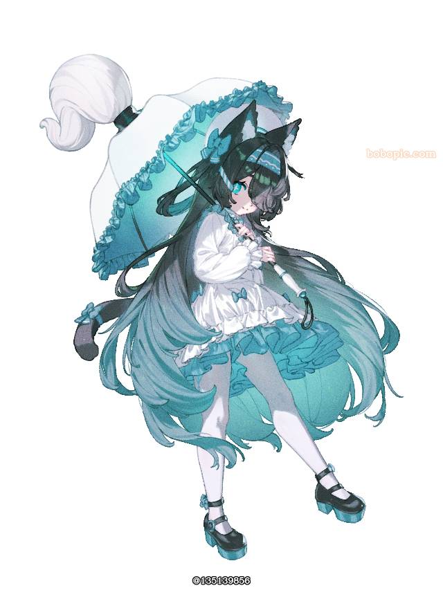 女孩子, 萝莉, original character, cat ears, 尾巴, neko musume, 白裤袜