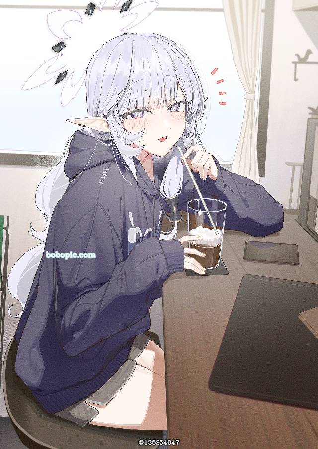 碧蓝档案, 明星日鞠, 精灵耳, casual clothes, Women in parka