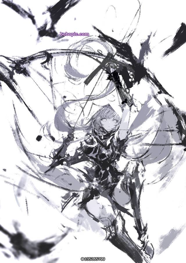 原创, original works, 弓箭, 白发, hood