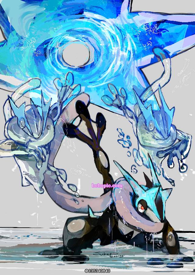 greninja, 精灵宝可梦, 口袋妖怪, 厚涂, Mega Evolution