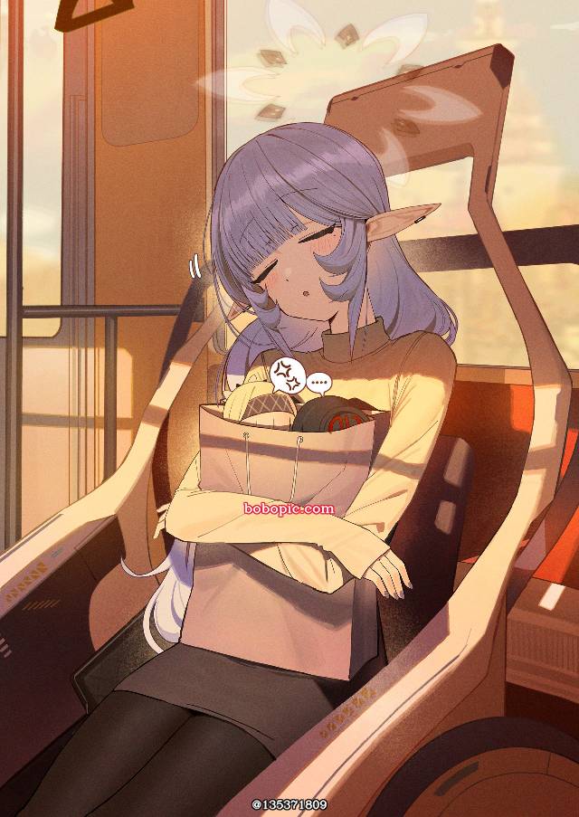 碧蓝档案, 明星日鞠, 精灵耳, casual clothes, sleeping face, Blue Archive 1000+ users
