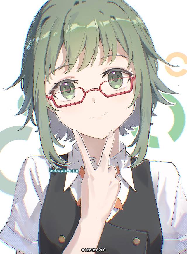 一张Vocaloid,眼镜,小女孩,茱萸绘画图片