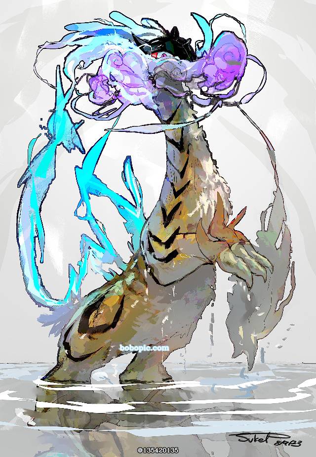 Raging Bolt (Pokemon), Golurk, greninja, 洛奇亚, 精灵宝可梦, 口袋妖怪, 厚涂, water