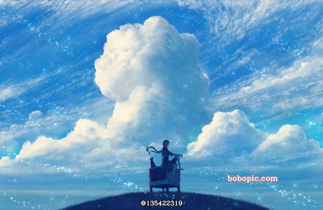 原创, 女孩子, 风景, sky, 云