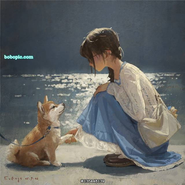女孩子, 原创, shiba inu, dog and girl