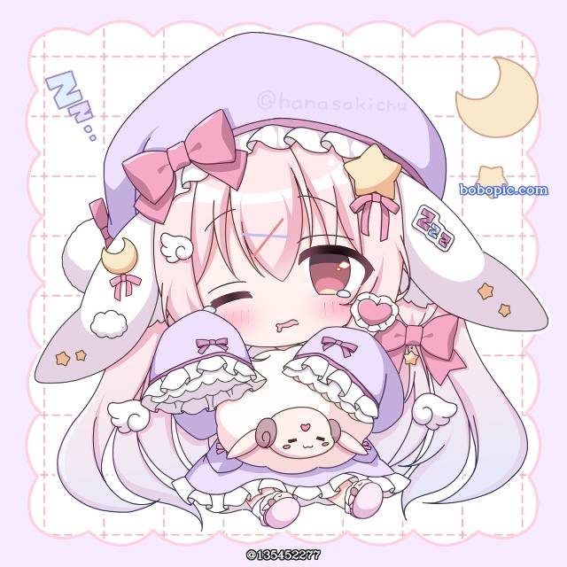 moe, 虚拟主播, chibi, 兽耳, 粉色头发, 睡衣