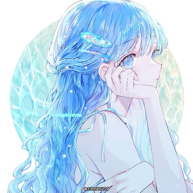女孩子, 原创, 原创, 水下, water surface, mermaid, chin resting