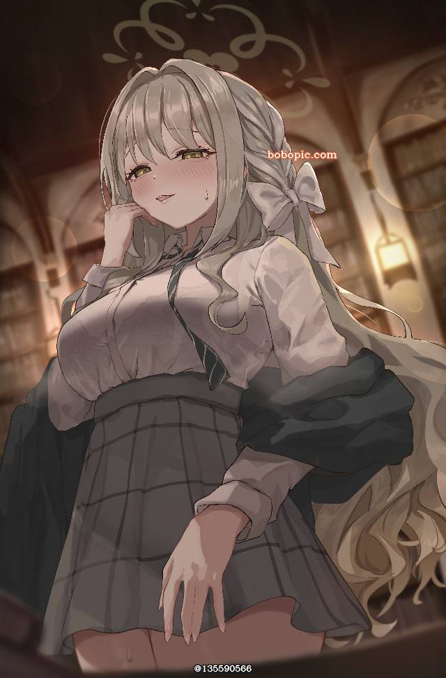 碧蓝档案, uniform, visible bra, 显性巨乳
