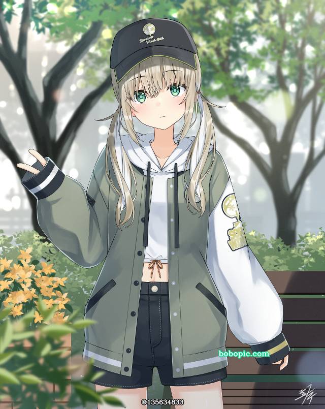 原创, 女孩子, inner color, 热裤, varsity jacket, 肚脐