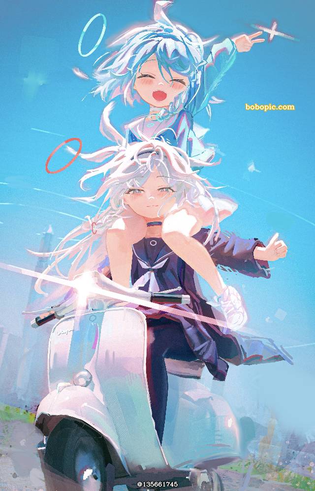 女孩子, 碧蓝档案, Alona (Blue Archive), Plana (Blue Archive), 自行车, 萝莉
