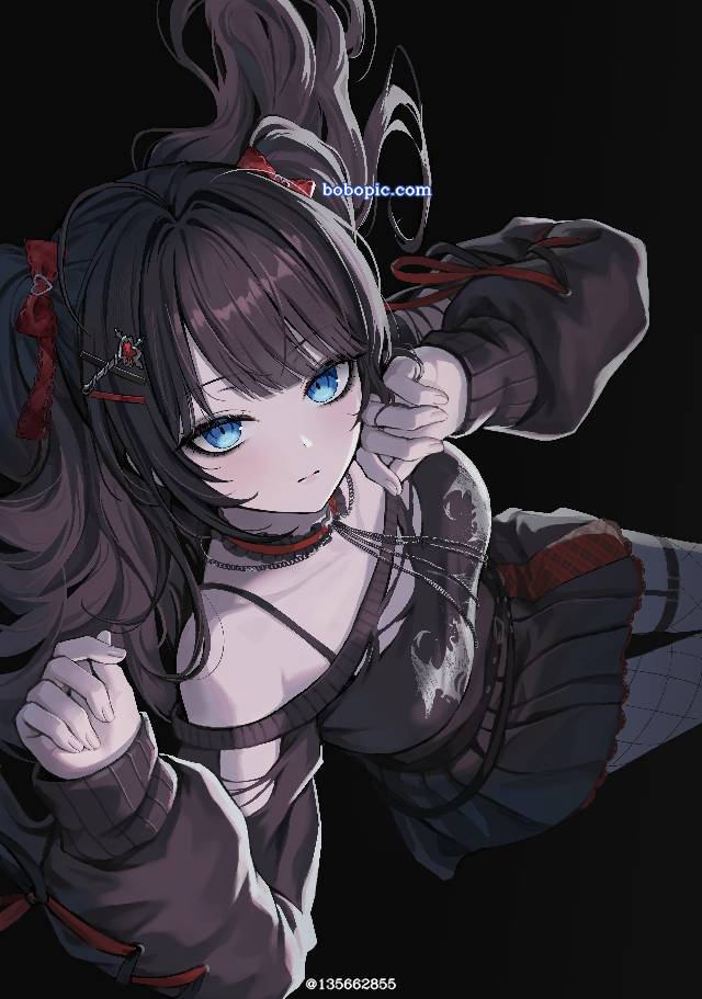 女孩子, psycho, 黑发, ecstatic yandere pose