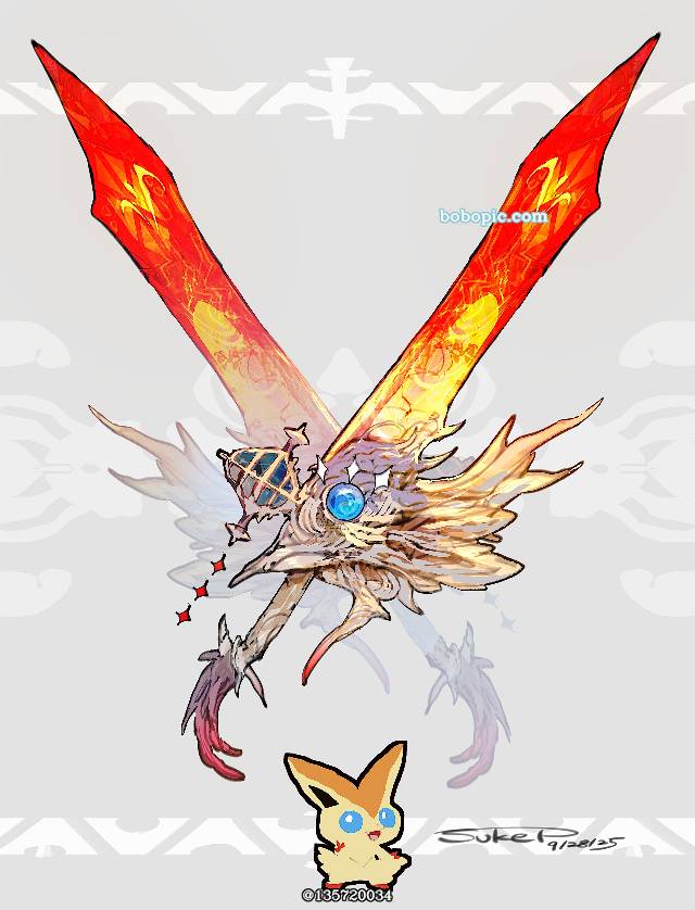 比克提尼, dual swords, 精灵宝可梦, 口袋妖怪, 厚涂