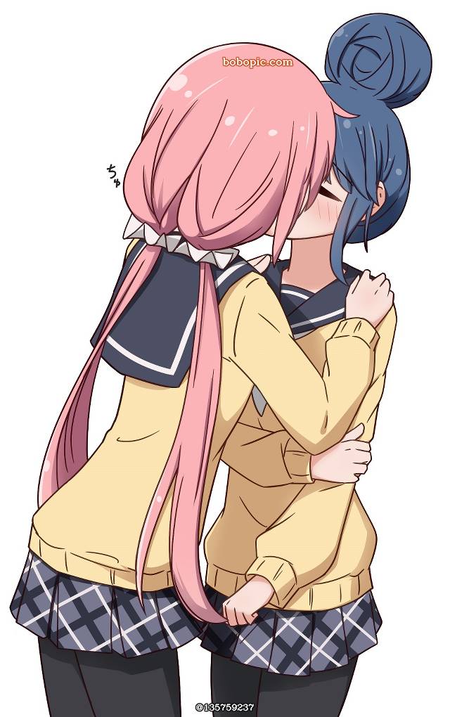 摇曳露营△, 各务原抚子, 志摩凛, 抚子×凛, yuri, lesbian kiss, Laid-Back Camp yuri