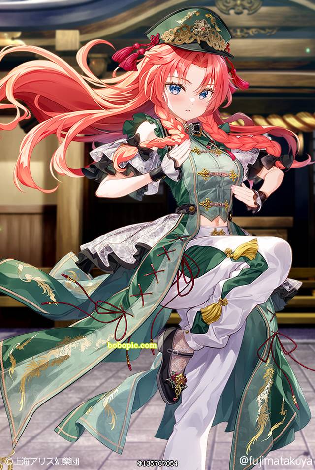 东方, 东方Project, 红美铃, red hair, 麻花辫