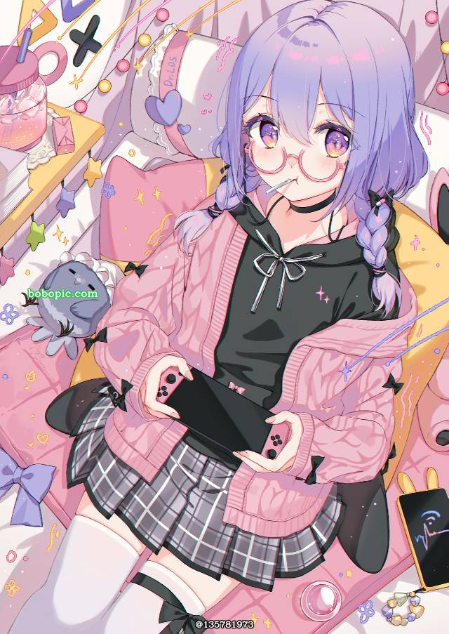 原创, young girl, 虚拟YouTuber 500收藏, under-rim glasses