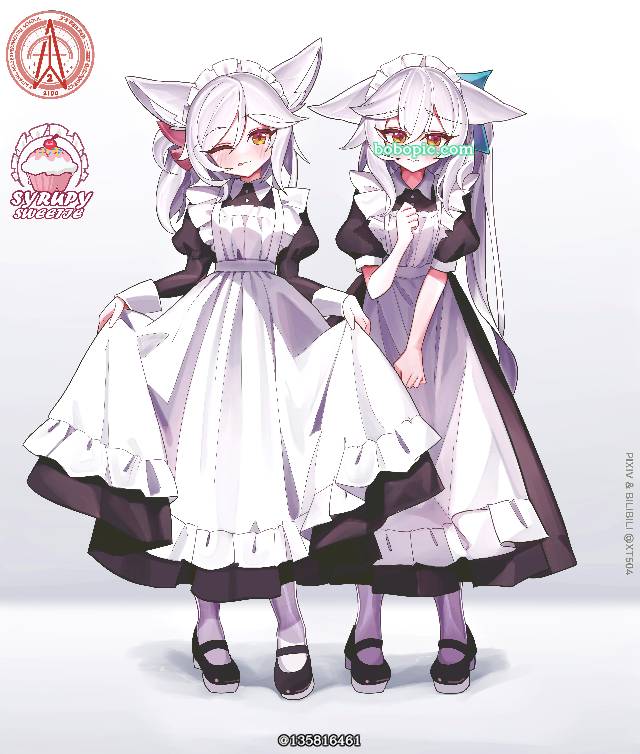 女孩子, fox ears, 女仆装