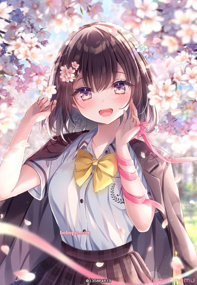 原创, 女孩子, uniform, 黑发, 樱