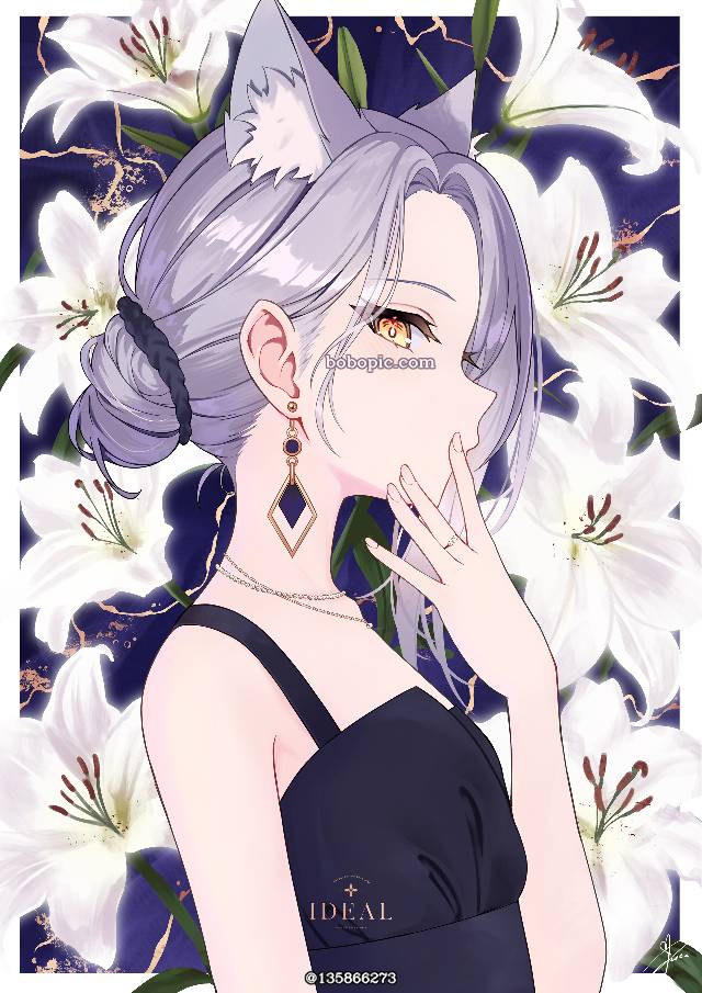 女孩子, 侧脸, 兽耳, 兽耳, earrings, dango, 裙子