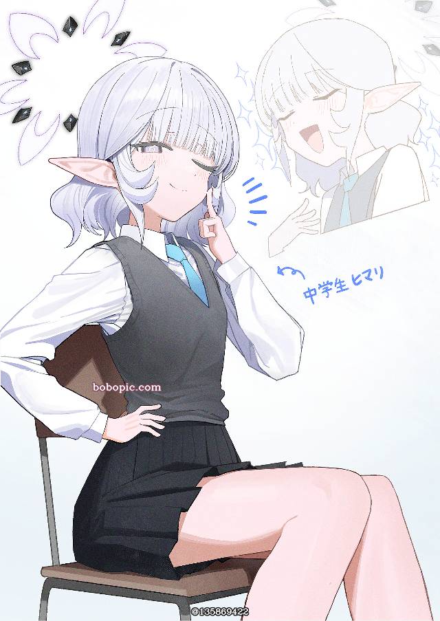 碧蓝档案, 明星日鞠, 精灵耳, casual clothes, uniform