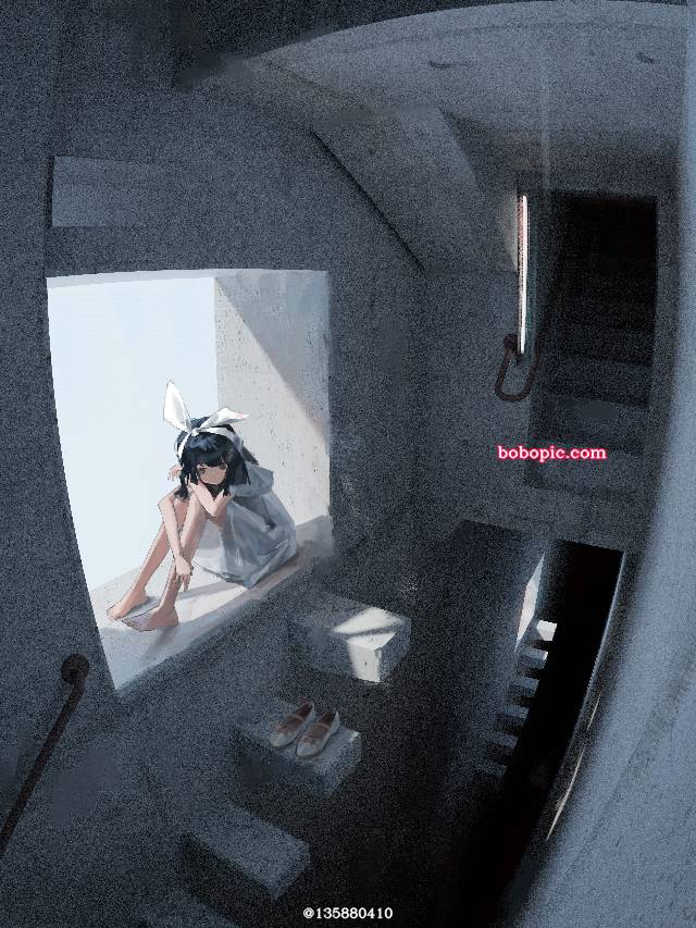 original, 风景, 女孩子, illustration, background, 建筑