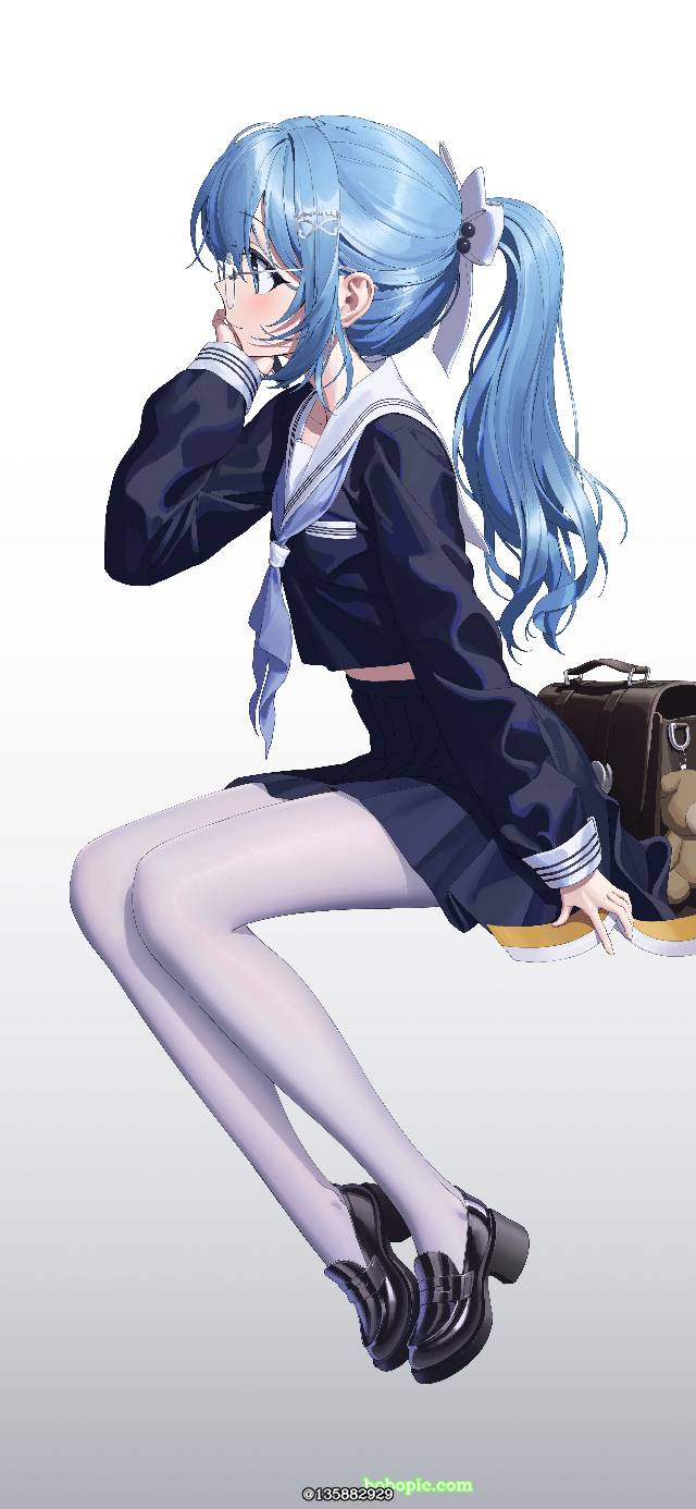 女孩子, glasses, 水手服, 白裤袜